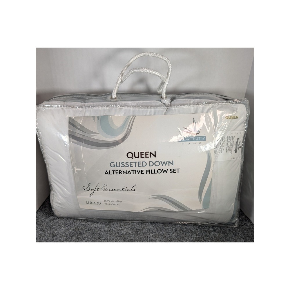 Serenity Home Queen Gusseted Down Alternative Pillow Set White SER-630 2 Pack